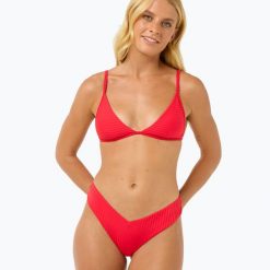 Góra od stroju kapielowego Rip Curl Premium Surf Fixed Tri. Czerwone bikini damskie RIPCURL, bez wzorów. Za 129.99 zł.