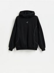 Bluza z zabudowanym kapturem - czarny. Czarne bluzy z kapturem męskie Reserved, l, z dzianiny. Za 159.99 zł.