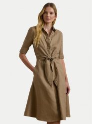 LAUREN RALPH LAUREN Sukienka koszulowa 200905667016 Beżowy Regular Fit. Brązowe sukienki damskie Lauren Ralph Lauren, bez wzorów, ze lnu, bez kołnierzyka, bez ramiączek, koszulowe. Za 1,089.00 zł.