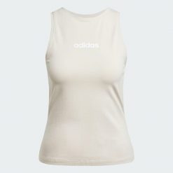 Koszulka Essentials Linear Slim Cotton Tank. Białe bluzki sportowe damskie Adidas, xl, z bawełny, bez kołnierzyka, bez ramiączek. Za 89.95 zł.