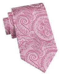 Klasyczny Krawat Męski - Chattier - Różowy ze Wzorem Orientalnym. Czerwone krawaty i muchy męskie Chattier, bez wzorów, z tkaniny, eleganckie. Za 49.00 zł.