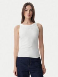 Tommy Jeans Top Ess Logo DW0DW22806 Kremowy Slim Fit. Białe topy damskie Tommy Jeans, xl, bez wzorów, z bawełny, bez ramiączek. Za 149.99 zł.