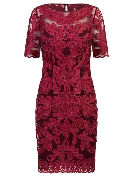 APART Sukienka w kolorze bordowym rozmiar: 42. Czerwone sukienki damskie Apart, bez wzorów, z koronki, bez kołnierzyka, bez ramiączek, mini. Za 462.29 zł.