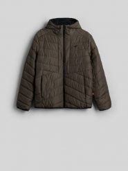 4F Kurtka dwustronna z wypełnieniem Primaloft Silver męska - khaki S. Brązowe kurtki męskie 4f, na zimę, m, bez wzorów, z syntetyku, klasyczne, bez kaptura. Za 599.99 zł.