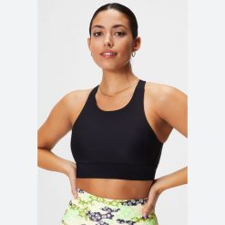 Biustonosz dla kobiet Fabletics No-Bounce. Czarne biustonosze FABLETICS, bez wzorów, z elastanu. Za 302.00 zł.