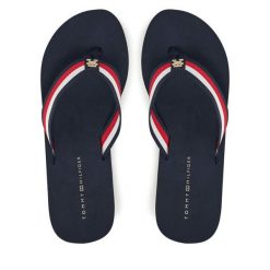Japonki Tommy Hilfiger. Niebieskie klapki damskie Tommy Hilfiger, bez wzorów, bez obcasa. Za 159.99 zł.