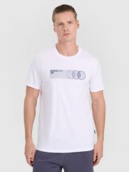 4F T-shirt regular z nadrukiem męski - biały M. Białe t-shirty męskie 4f, m, bez wzorów, z bawełny, bez kołnierzyka. Za 59.99 zł.
