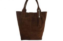 Shopper bag skórzany BARBERINI'S brązowy 375/8-6. Brązowe shopper bag damskie Barberinis, bez wzorów, ze skóry, zamszowe, bez dodatków. Za 199.99 zł.