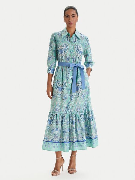 Luisa Spagnoli Sukienka koszulowa Pampa 543211 Zielony Regular Fit. Zielone sukienki damskie Luisa Spagnoli, s, bez wzorów, z bawełny, bez kołnierzyka, bez ramiączek, koszulowe. Za 2,059.00 zł.