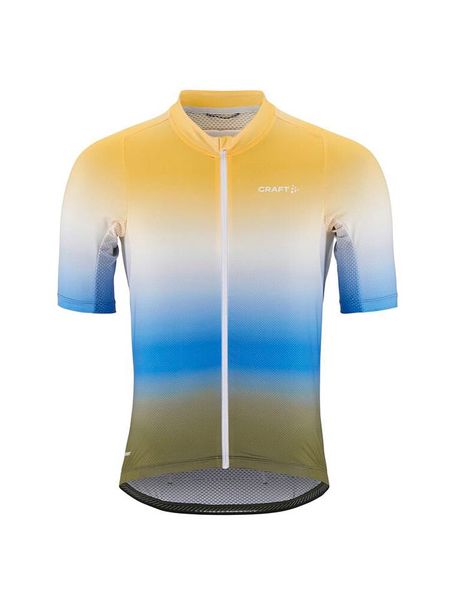Craft Koszulka kolarska "ADV Endur Graphic" w kolorze żółto-niebiesko-oliwkowym rozmiar: S. Brązowe bluzki sportowe damskie Craft, s, bez wzorów, bez ramiączek. Za 197.79 zł.