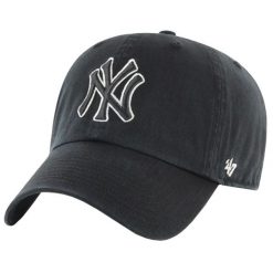 Czapka z daszkiem dla dorosłych New York Yankees MLB Clean Up Cap. Czarne czapki męskie 47 Brand, bez wzorów, z bawełny. Za 99.99 zł.