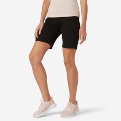 Spodenki fitness damskie Domyos 500. Czarne spodenki sportowe damskie DOMYOS, l, z bawełny, na fitness i siłownię. Za 39.99 zł.