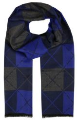 Męski Szalik z Wiskozy - Alties - Geometryczne Wzory, Granat, Popiel. Niebieskie szaliki męskie Alties, na jesień, bez wzorów, z bawełny. Za 59.00 zł.
