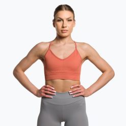 Biustonosz fitness Gymshark Studio Sports. Brązowe biustonosze sportowe damskie Gymshark, bez wzorów. Za 159.99 zł.
