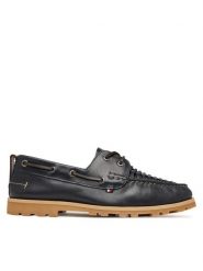 Tommy Hilfiger Półbuty Hilfiger Braided Lth Boat Shoe FM0FM05892 Granatowy. Niebieskie półbuty męskie Tommy Hilfiger, ze skóry, bez zapięcia. Za 569.99 zł.