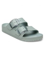 Birkenstock Klapki "Arizona Big Buckle" w kolorze niebieskoszarym rozmiar: 36. Niebieskie klapki damskie Birkenstock, bez wzorów, bez obcasa. Za 229.95 zł.