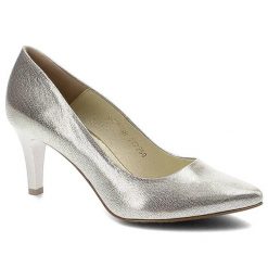 Czółenka damskie Clasicco, czółenka na obcasie wykonane ze skóry licowej z metalicznym wykończeniem szpiczastym noskiem i smukłym obcasem typu szpilk. Żółte czółenka damskie Clasicco, bez wzorów, ze skóry, ze szpiczastym noskiem, bez obcasa, na obcasie. Za 269.00 zł.