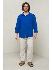 Lin Passion Koszula w kolorze niebieskim rozmiar: M/L. Niebieskie koszule męskie Lin Passion, l, bez wzorów, z bawełny, bez kołnierzyka, bez ramiączek. Za 104.95 zł.