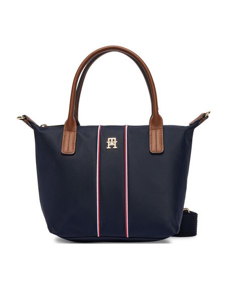 Tommy Hilfiger Torebka Popette Mini Tote Corp AW0AW17707 Granatowy. Niebieskie torebki klasyczne damskie Tommy Hilfiger, bez wzorów, z materiału, bez dodatków. Za 258.99 zł.