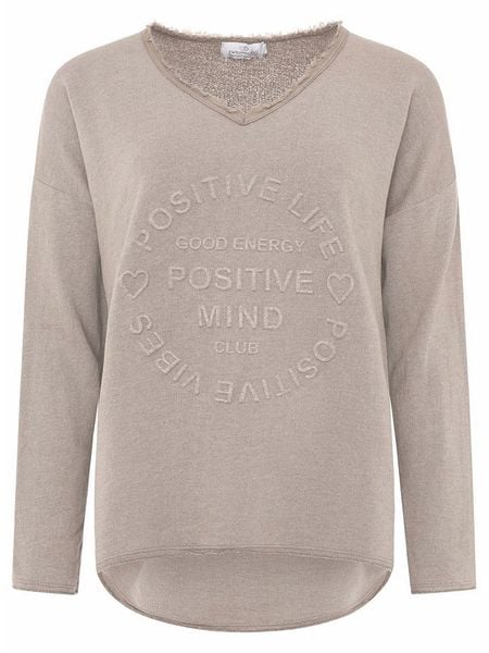 Zwillingsherz Bluza "Positive Mind" w kolorze szarobrązowym rozmiar: S/M. Brązowe bluzy bez kaptura damskie Zwillingsherz, m. Za 161.45 zł.