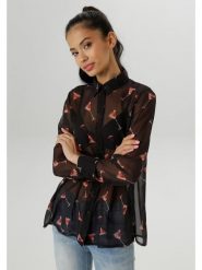 Aniston Bluzka w kolorze czarnym rozmiar: 44. Czarne bluzki damskie Aniston, bez wzorów, bez kołnierzyka, bez ramiączek. Za 91.34 zł.