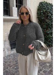 MADMEXT Kardigan w kolorze antracytowym rozmiar: L. Czarne kardigany damskie MADMEXT, l, bez wzorów. Za 143.99 zł.