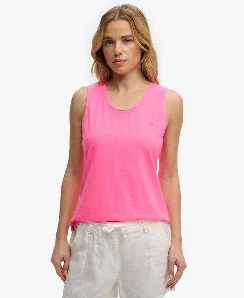 Superdry Top na ramiączkach z okrągłym dekoltem bawełna i lyocell – FLURO PINK. Czerwone topy sportowe damskie Superdry., na lato, bez wzorów, z bawełny, bez ramiączek. Za 127.30 zł.