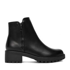 Botki JENNY. Czarne botki damskie Jenny, bez obcasa, na płaskiej podeszwie, bez zapięcia. Za 159.99 zł.