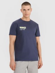 4F T-shirt regular z nadrukiem męski - szary M. Szare t-shirty męskie 4f, m, bez wzorów, z bawełny, bez kołnierzyka. Za 49.99 zł.