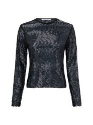 Samsøe Samsøe koszula z cekinami - Saruby Kobiety Sztuczne włókno czarny, XL. Czarne koszule damskie Samsoe & Samsoe, xl, z aplikacjami, z włókna, glamour, bez kołnierzyka, bez ramiączek. Za 429.95 zł.