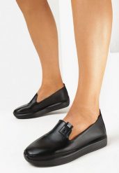 Czarne Półbuty ze Skóry Naturalnej na Platformie Tomani. Czarne półbuty damskie Born2be, bez wzorów, ze skóry, eleganckie, bez obcasa, na platformie. Za 139.99 zł.