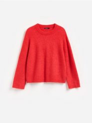 Sweter z wełną alpaki - czerwony. Czerwone swetry klasyczne damskie Reserved, l, z dzianiny, bez kołnierzyka. Za 219.99 zł.