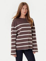 Tommy Hilfiger Bluzka Gold Button WW0WW45760 Brązowy Relaxed Fit. Brązowe bluzki damskie Tommy Hilfiger, xl, bez wzorów, z bawełny, bez ramiączek. Za 209.99 zł.