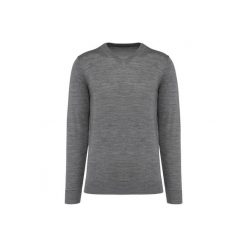 Sweter v-neck z merynosów Kariban Premium. Szare swetry męskie KARIBAN, na zimę, m, bez wzorów, bez kołnierzyka. Za 305.50 zł.