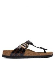 Birkenstock Japonki Gizeh 1032837 Czarny. Czarne klapki damskie Birkenstock, bez wzorów, z lakierowanej skóry, bez obcasa. Za 674.99 zł.