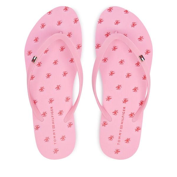 Japonki Tommy Hilfiger. Czerwone klapki damskie Tommy Hilfiger, bez wzorów, bez obcasa. Za 209.99 zł.