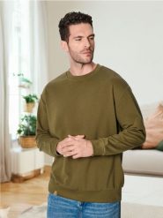 Bluza - khaki. Brązowe bluzy bez kaptura męskie Sinsay, l, z materiału. W wyprzedaży za 24.99 zł.