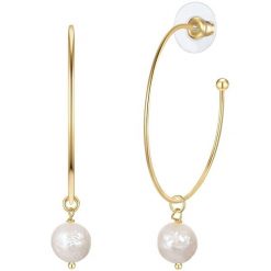 Yokoamii Kolczyki z Mosiadz w;"Żółte złoto Kolczyki koła 1 ct Damski. Żółte kolczyki damskie Yokoamii, z perłą, pozłacane. Za 149.99 zł.