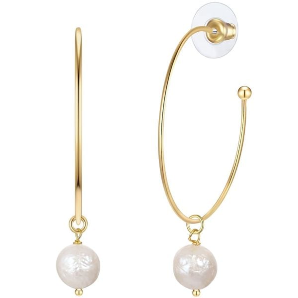 Yokoamii Kolczyki z Mosiadz w;"Żółte złoto Kolczyki koła 1 ct Damski. Żółte kolczyki damskie Yokoamii, z perłą, pozłacane. Za 149.99 zł.