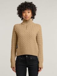 G-Star Sweter w kolorze beżowym rozmiar: S. Brązowe golfy damskie G-Star, s, bez wzorów, z wełny, bez ramiączek. Za 210.81 zł.