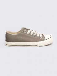Trampki męskie niskie khaki RR174617 303. Zielone trampki i tenisówki męskie Big Star, bez wzorów, z materiału, przed kostkę, bez zapięcia. W wyprzedaży za 69.99 zł.