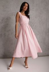 Różowa Retro Sukienka z Bawełny i Wiskozy w Kropki o Rozkloszowanym Kroju Phrithoe. Czerwone sukienki damskie Renee, na co dzień, na lato, m, z aplikacjami, z bawełny, casualowe, bez kołnierzyka, bez ramiączek, maxi, proste. Za 179.99 zł.