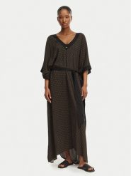 BOSS Sukienka plażowa Monogram 50561263 Czarny Relaxed Fit. Czarne sukienki damskie Boss, na plażę, l, bez wzorów, z wiskozy, bez kołnierzyka, bez ramiączek. Za 589.99 zł.