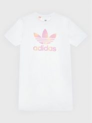 Adidas Sukienka codzienna Graphic Logo HK2935 Biały Relaxed Fit. Białe sukienki dziewczęce Adidas, bez wzorów, z bawełny, bez ramiączek. Za 109.99 zł.