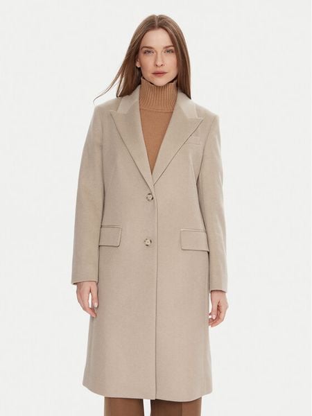 BOSS Płaszcz wełniany Classin 50548371 Beżowy Regular Fit. Brązowe płaszcze damskie Boss, na zimę, bez wzorów, z wełny. Za 2,059.00 zł.