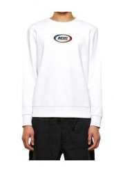 Bluza sportowa męska Diesel Girk-N85. Białe bluzy bez kaptura męskie Diesel, bez wzorów, z bawełny, klasyczne, bez kołnierzyka, bez ramiączek. Za 206.49 zł.