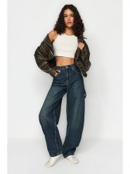 Trendyol Dżinsy - Comfort fit - w kolorze granatowym rozmiar: 40. Niebieskie jeansy damskie Trendyol. Za 123.25 zł.