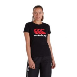 Koszulka z logo dla kobiet Canterbury. Czarne t-shirty damskie CANTERBURY, l, bez wzorów, bez kołnierzyka. Za 213.00 zł.