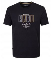 T-Shirt (Koszulka) Męska - Pako Jeans - Nadruk (Print), Kolor Czarny. Czarne t-shirty męskie Pako Jeans, l, bez wzorów, z bawełny, bez kołnierzyka. Za 69.00 zł.