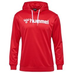 Bluza z kapturem Hummel Logo. Czerwone bluzy sportowe damskie HUMMEL, bez wzorów, bez ramiączek, z kapturem. Za 213.50 zł.
